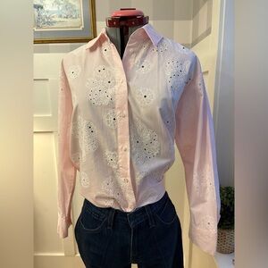 Zara Light Pink Floral Lace Shirt Size Medium